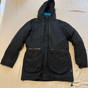 Body Glove Men's Black Hooded Puffer Jacket with Blue Liner 3 in 1- 12 pockets
